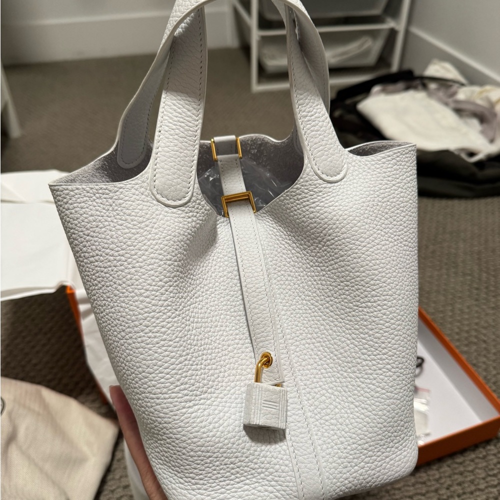 Hermes Picotin 18 new white with gold hardware